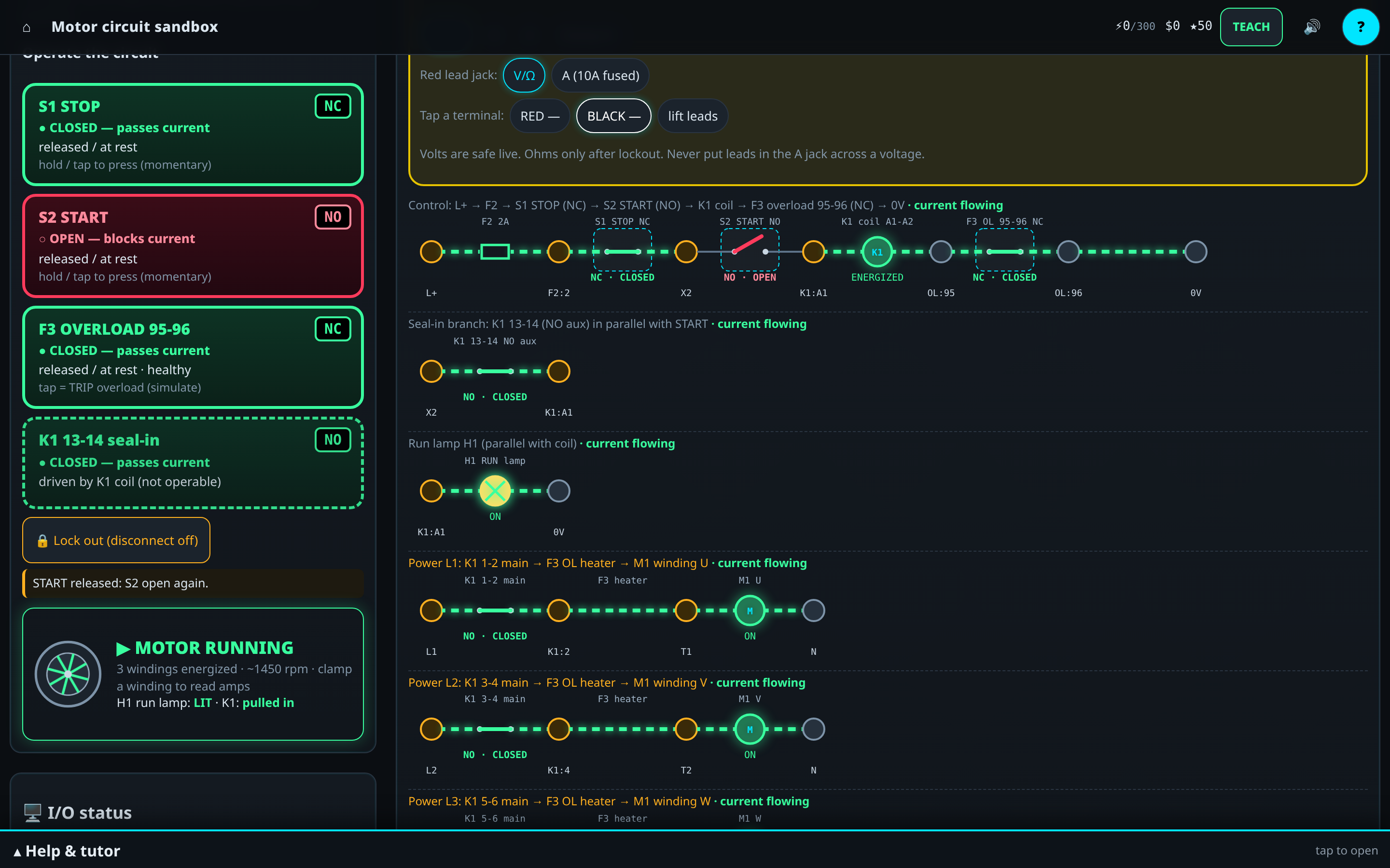 Live motor circuits screenshot